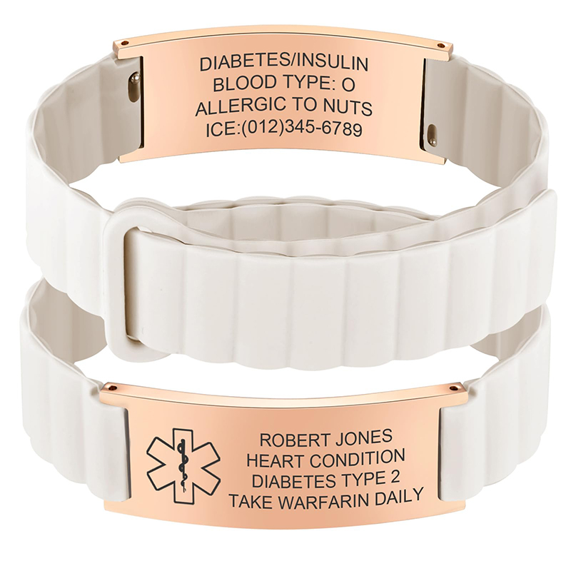 Silicone Band Women - สายรัดข้อมือทางการแพทย์แบบกำหนดเองสำหรับผู้ชายและผู้หญิง สายซิลิโคนสลักชื่อได้ สวมใส่สบาย ป้องกันน้ำ เหมาะสำหรับเล่นกีฬา