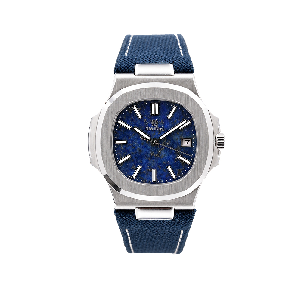 Canvas Strap Watch - ENITON นาฬิกาข้อมือผู้ชายดีไซน์เฉพาะตัว หน้าปัดหินขนาด 38 มม. สายถักคอมโพสิต