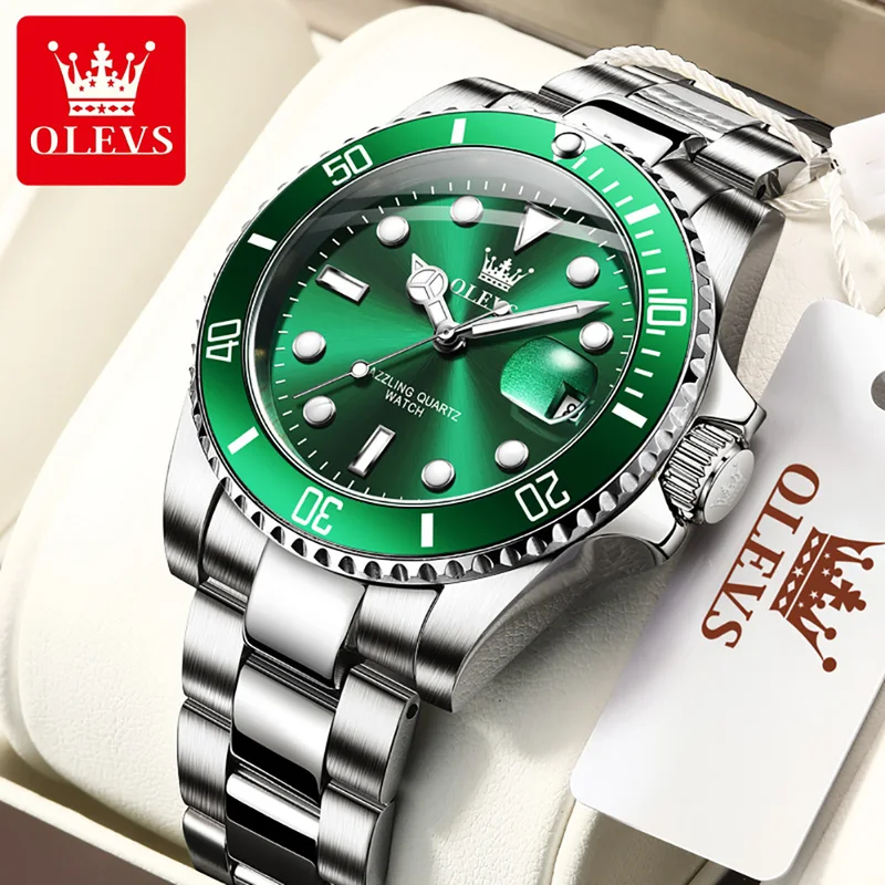 Rolex Watch Datejust - OLEVS Original นาฬิกาควอตซ์สําหรับชายสแตนเลสกันน้ํากีฬานาฬิกาแฟชั่นแบรนด์หรูผู้ชายนาฬิกาข้อมือ 5885