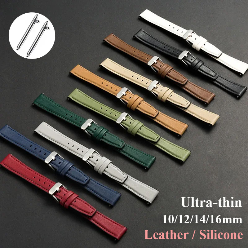 Suede Strap Watch - Ultra-บางหนังนาฬิกาซิลิโคนสายรัดข้อมือสร้อยข้อมือหนังนุ่ม QUICK RELEASE Universal Watchband 10