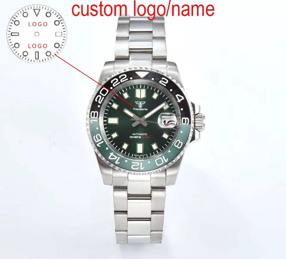 CUSTOM 40 มม.สีเขียว DIVER นาฬ - Stainless Bracelet Diver บทวิจารณ์และราคา